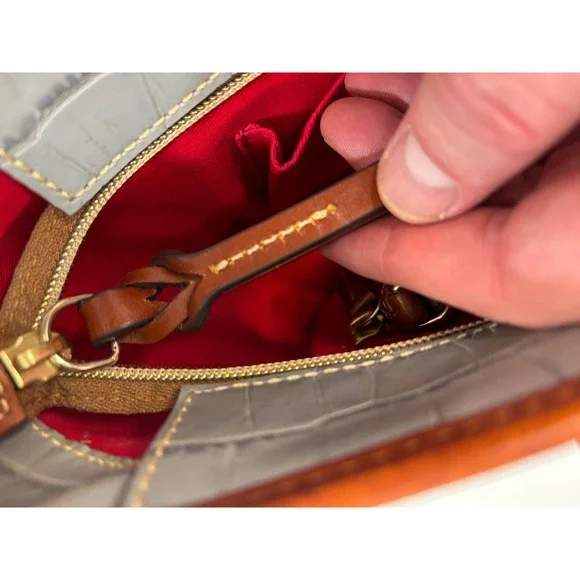 Dooney & Bourke Tote Bag in a Gray Crocodile-Embossed Leather Finish - Picture 13 of 16